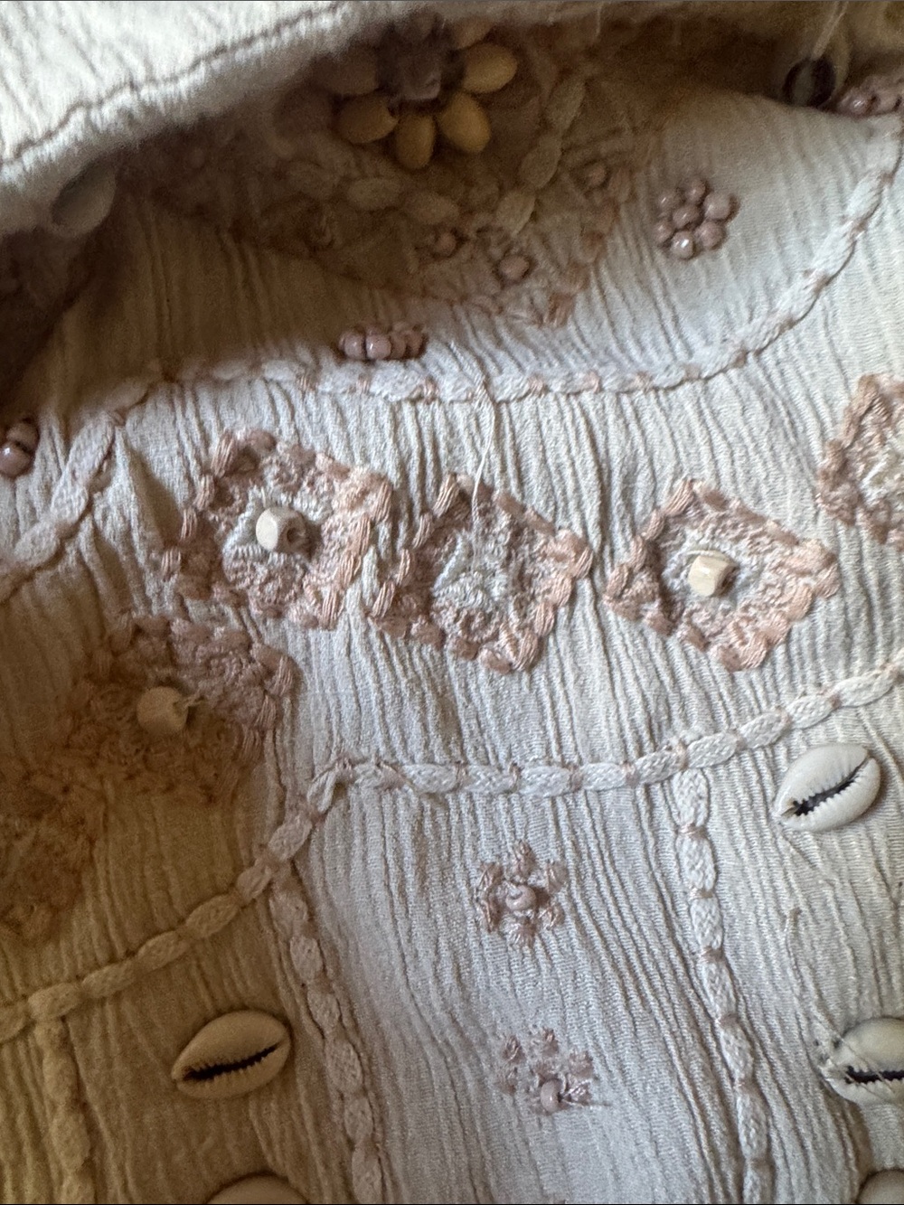 Zara Cream Embroidered Mini Skirt with Shell & Bead Details - Picture 3 of 6